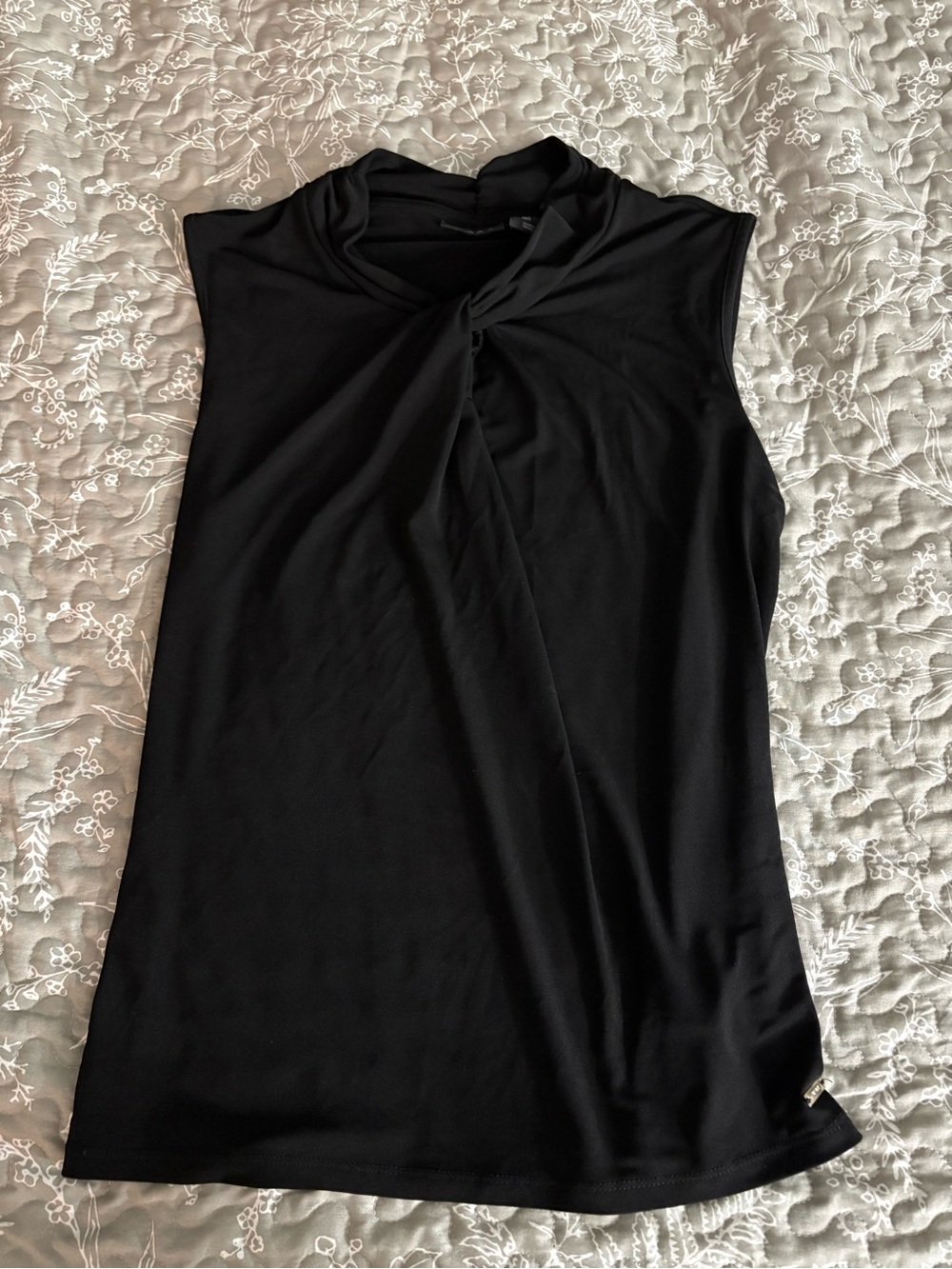 Tahari Black Twist-Front Sleeveless Tank